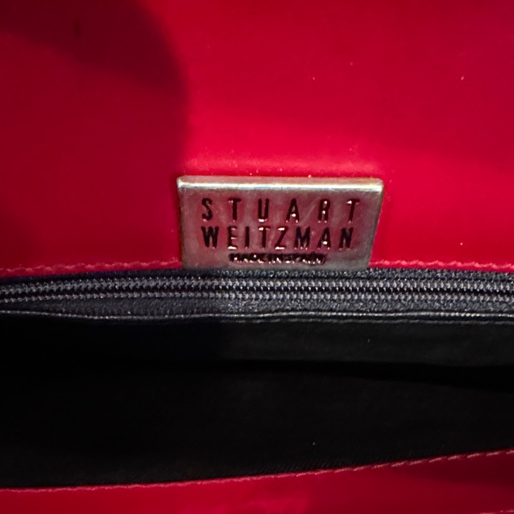 Stuart Weitzman Red Snakeskin Pattern Shoulder Bag - image 7